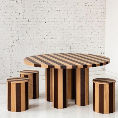 Cooperage Round Dining Table and Stools